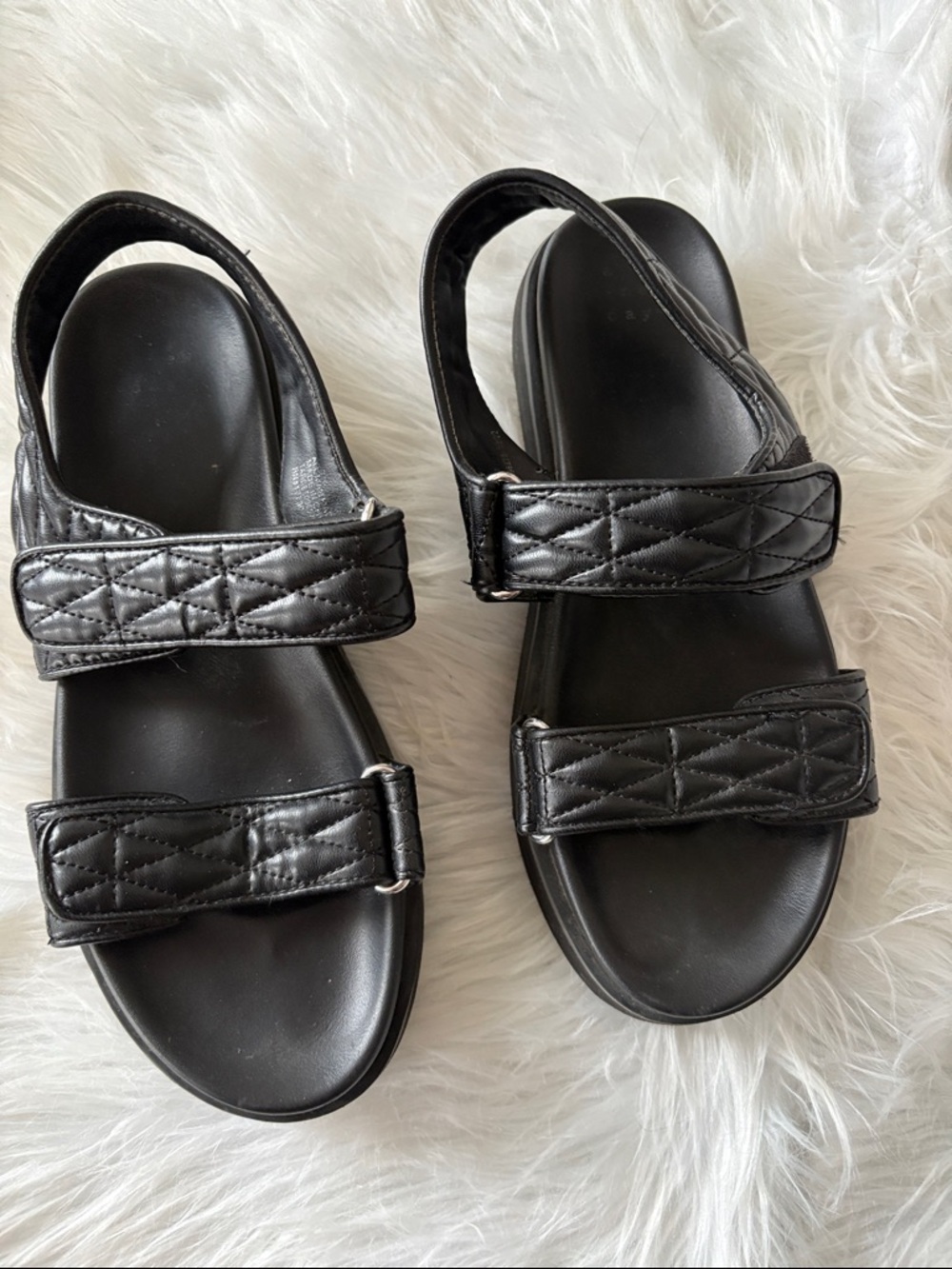 Black Quilted Strap Sandals